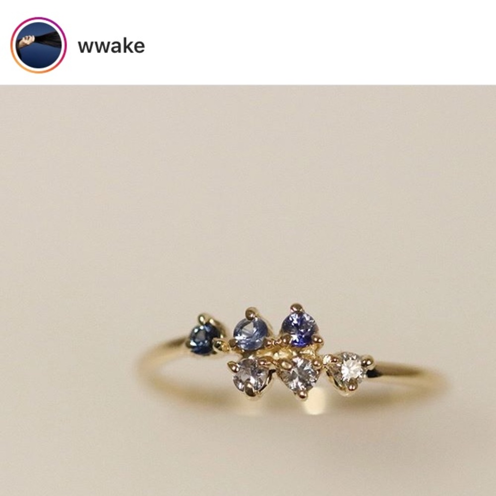 WWAKE Gradient Blue Sapphire and Diamond 14k gold ring